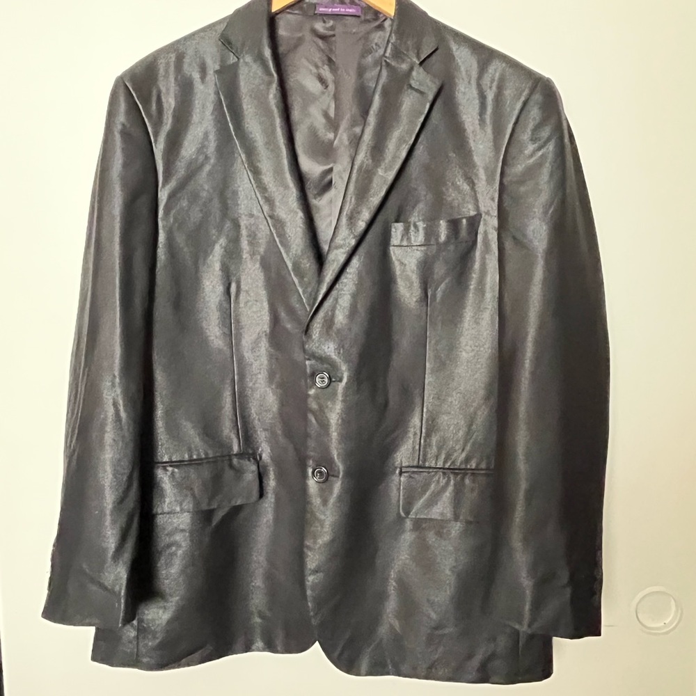 VINCI DESIGNED IN ITALY BLACK METALLIC SUIT COAT JACKET